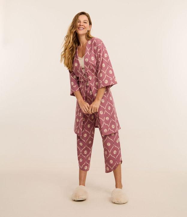 Trio de Pijama com Robe em Viscose e Estampa de Conchas - 2