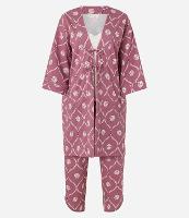 Trio de Pijama com Robe em Viscose e Estampa de Conchas - 1