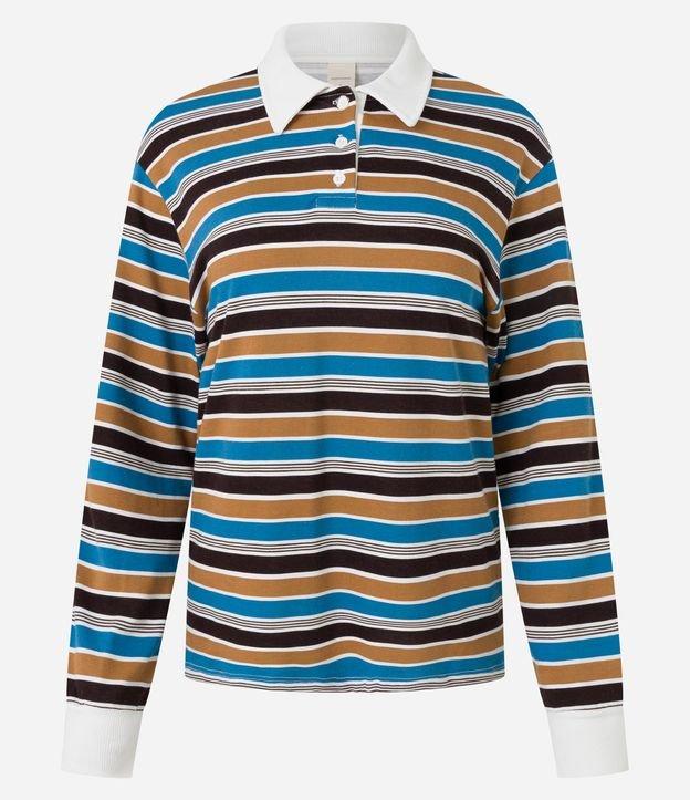 Blusa em Viscose com Gola Polo com Listras Variadas - 1