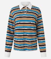 Blusa em Viscose com Gola Polo com Listras Variadas - 1