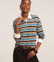 Blusa em Viscose com Gola Polo com Listras Variadas - 2