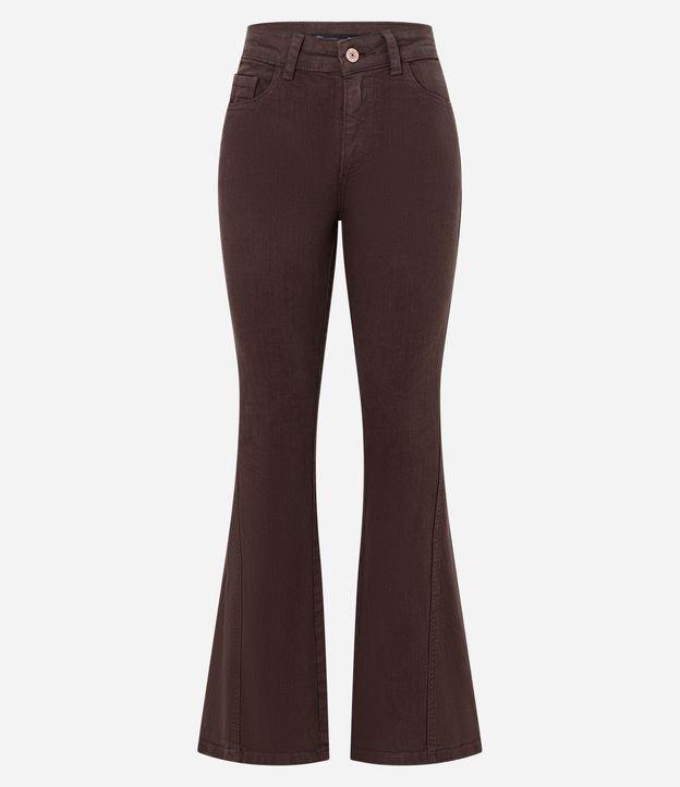 Calça Flare Cintura Alta em Sarja com Costura Lateral Transpassada - 1