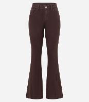 Calça Flare Cintura Alta em Sarja com Costura Lateral Transpassada - 1