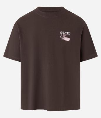 Camiseta Boxy em Algodão com Estampa de Café