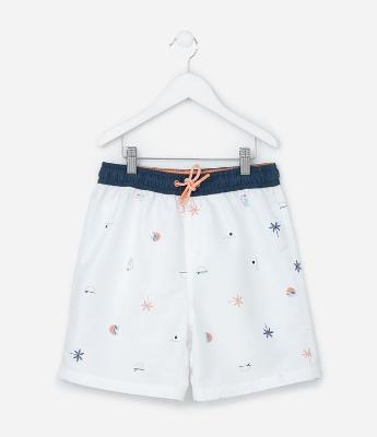 Bermuda Infantil com Estampa de Mini Ícones - Tam 5 a 14 Anos