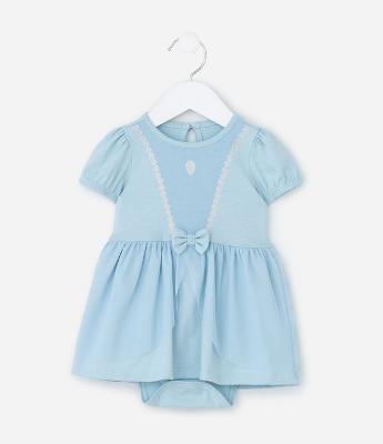 Vestido Body Infantil com Estampa Cinderela - Tam 0 a 18 meses