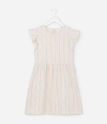 Vestido Infantil com Estampa Listrada - Tam 5 a 14 Anos