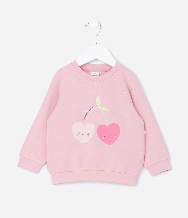 Blusão Infantil em Modal com Estampa de Cerejinhas - Tam 0 a 18 Meses - 1