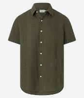 Camisa Regular em Algodão com Textura Quadriculada Vertical - 1