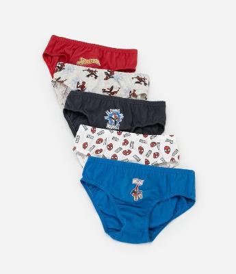 Kit 05 Cuecas Slip Infantil com Estampa da Homem-Aranha - Tam 2 a 8 Anos