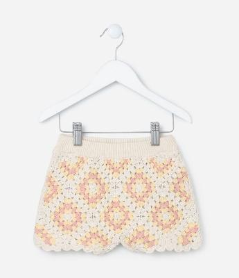 Short Infantil com Efeito Crochê - Tam 1 A 5 Anos