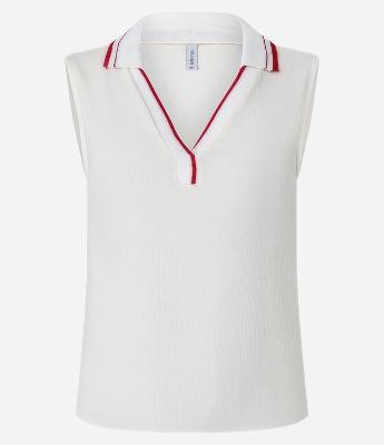 Blusa em Ribana com Gola Polo com Contraste