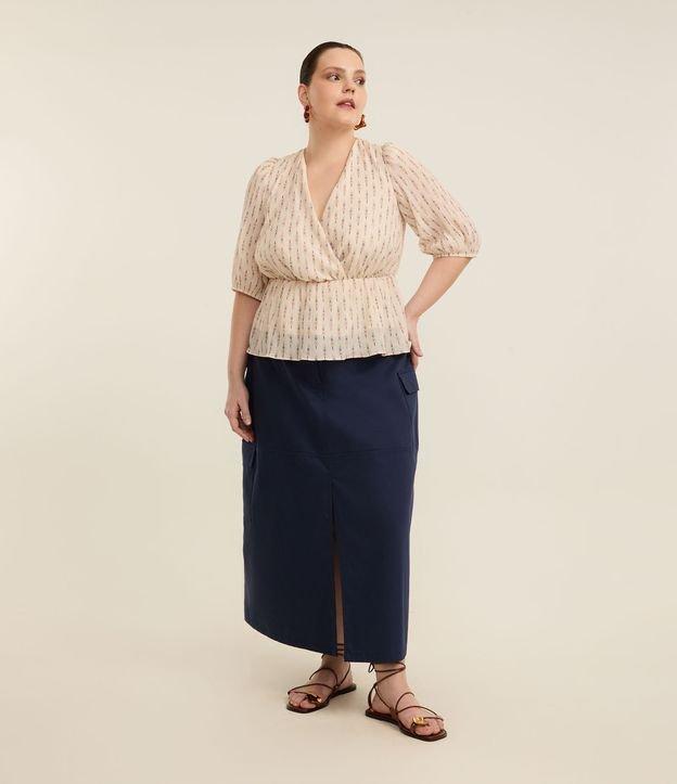 Saia Midi em Sarja com Bolso Cargo Curve & Plus Size - 2