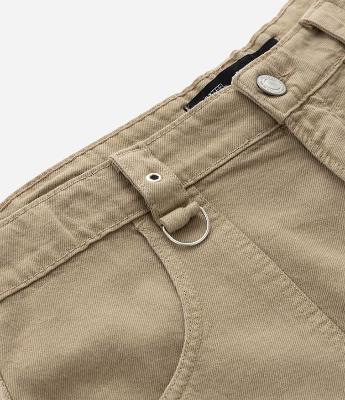 Bermuda Baggy em Sarja com Bolso Cargo e Detalhes de Ilhós