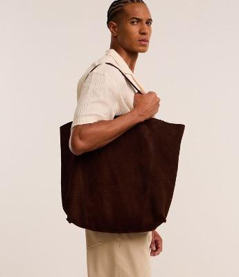 Bolsa Tote em Camurça com Costura Aparente