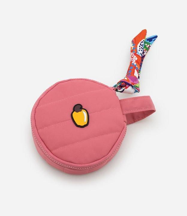 Nécessaire Redonda com Zíper e Detalhe de Lenço com Caju - 1