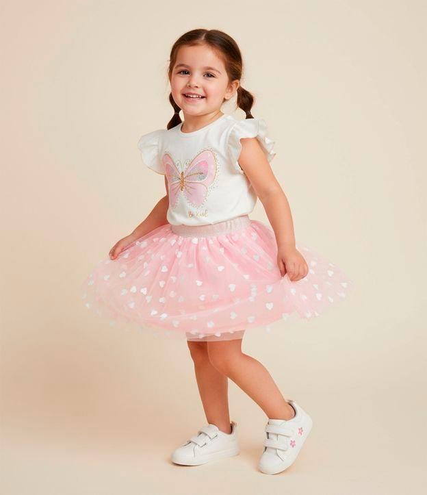 Saia Infantil em Tule com Estampa Corações - Tam 1 a 6 Anos - 2