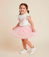 Saia Infantil em Tule com Estampa Corações - Tam 1 a 6 Anos - 2