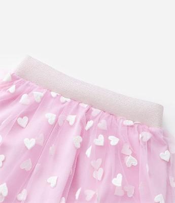 Saia Infantil em Tule com Estampa Corações - Tam 1 a 6 Anos