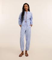 Calça Balloon Cropped com Cintura Alta e Listras - 1