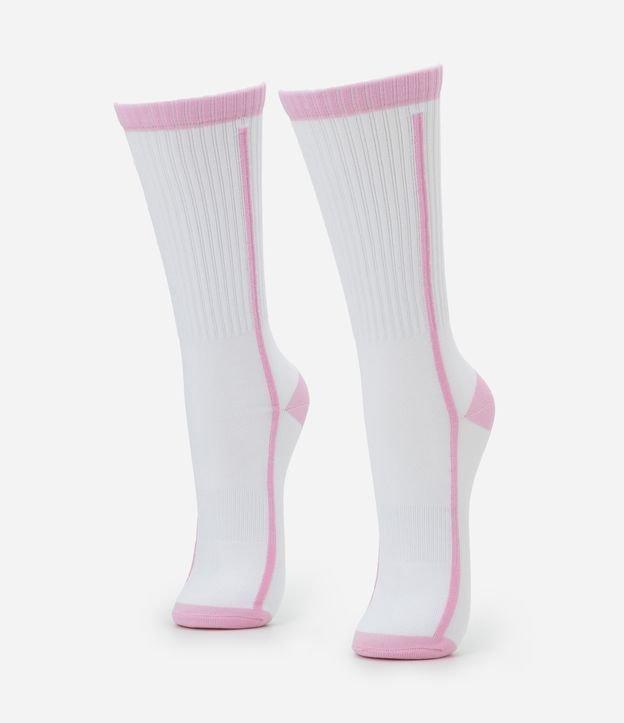 Meia Cano Alto Esportiva em Poliamida com Listra Lateral - 1