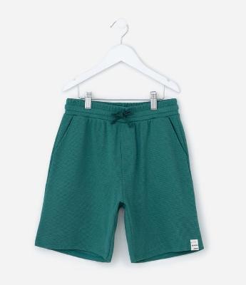 Bermuda Infantil com Textura Waffle - Tam 5 a 14 Anos