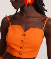 Blusa Cropped em Viscolinho com Alça Fina - 2