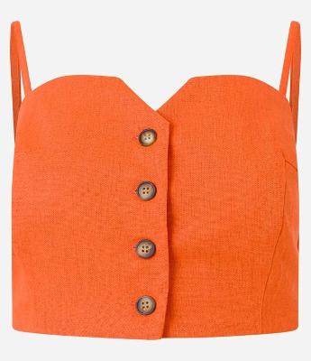 Blusa Cropped em Viscolinho com Alça Fina