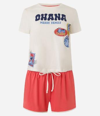 Pijama Short Doll em Algodão com Estampa Stitch