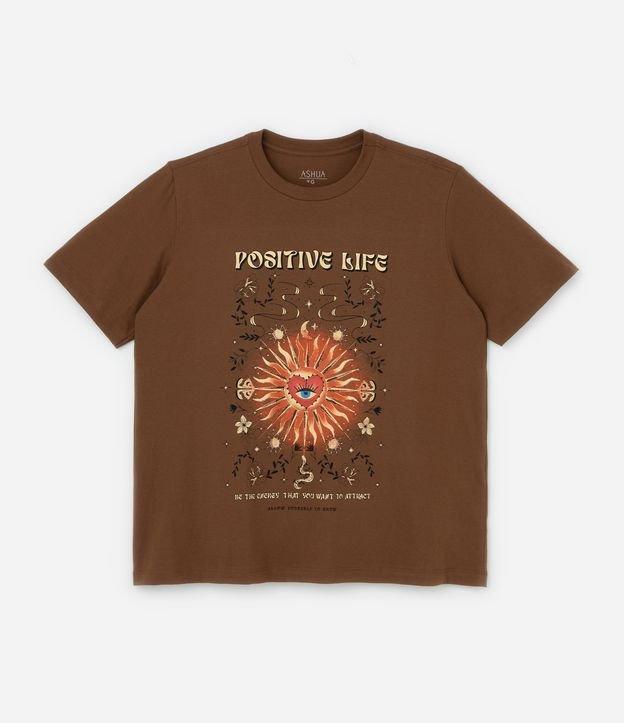 Camiseta Oversized em Algodão com Estampa Positive Life Curve & Plus Size - 1