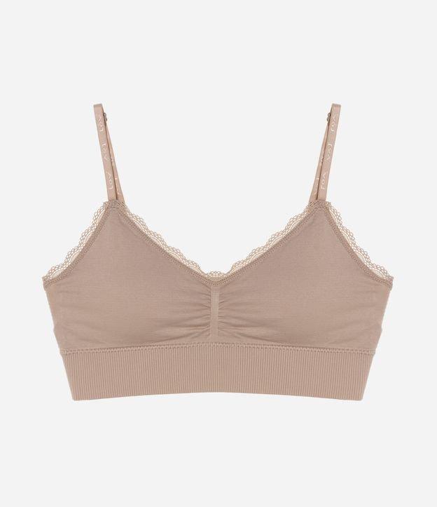 Sutiã Top Alongado Seamless com Detalhe de Rendinha - 1