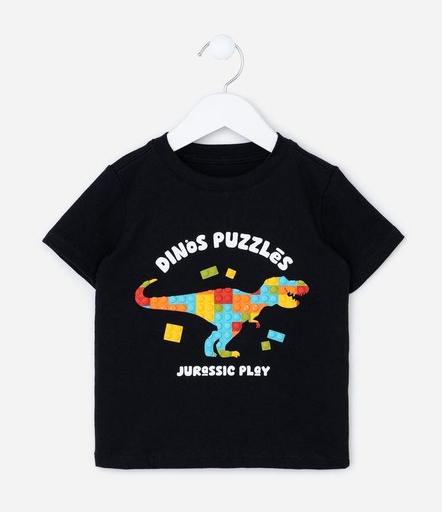 Camiseta Infantil com Estampa Dino Blocos de Montar - Tam 1 a 6 Anos - 1