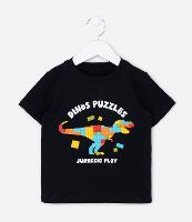 Camiseta Infantil com Estampa Dino Blocos de Montar - Tam 1 a 6 Anos - 1