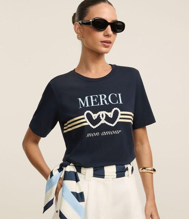Camiseta em Algodão com Estampa Merci - 1