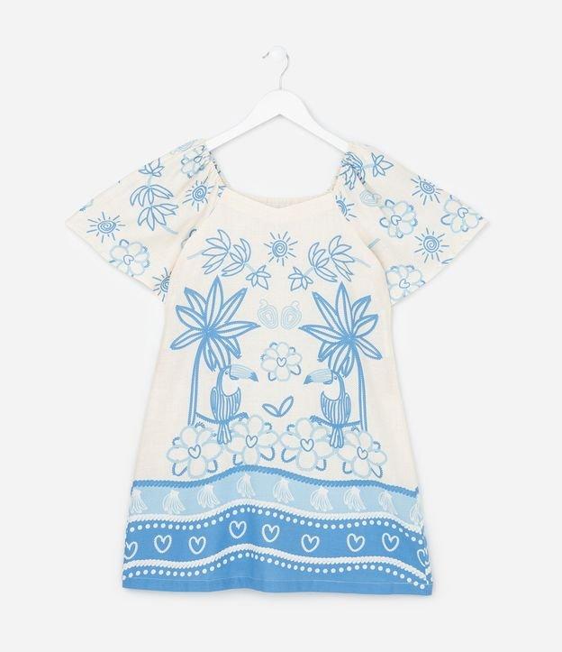 Vestido Infantil em Viscolinho com Estampa Tropical - Tam 5 a 14 Anos - 1