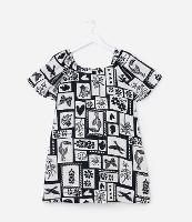 Vestido Infantil em Viscolinho com Manga Borboleta e Estampado - Tam 5 a 14 Anos - 1
