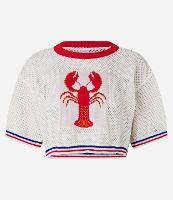 Blusa Cropped em Tricô com Jacquard de Lagosta - 1