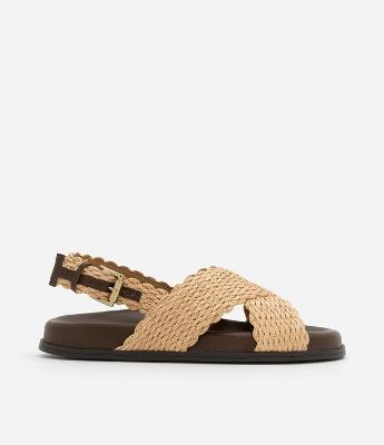 Sandália Rasteira Sport Sandal com Efeito Ráfia