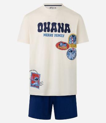 Pijama Curto em Algodão com Estampa do Stitch