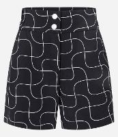 Short Reto Alfaiatado Cintura Alta com Estampa Linhas Curvas - 1