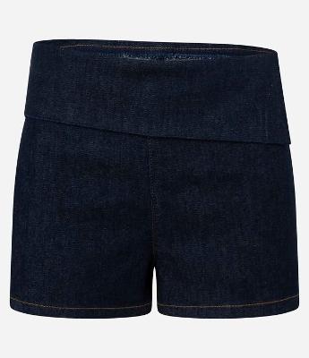 Short em Jeans com Pala Dobrada no Cós