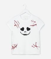 Camiseta Infantil Halloween com Estampa de Caveira e Arranhão de Sangue - Tam 5 a 14 Anos - 1