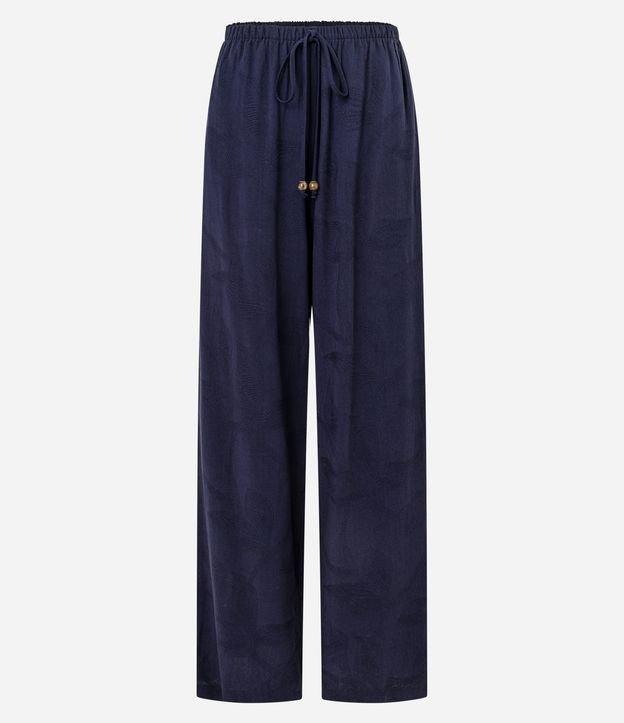Calça Wide Leg Fluida em Viscose com Textura Floral de Jacquard - 1