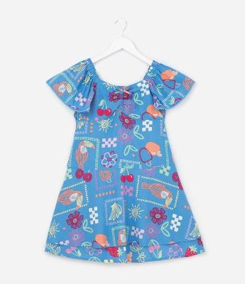 Vestido Infantil em Viscolinho com Estampa Divertida - Tam 5 a 14 Anos