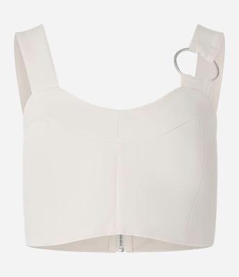 Blusa Cropped Alfaiataria com Argola na Alça