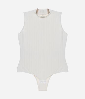 Body sem Bojo em Microfibra Texturizada com Golinha Alta Curve e Plus Size