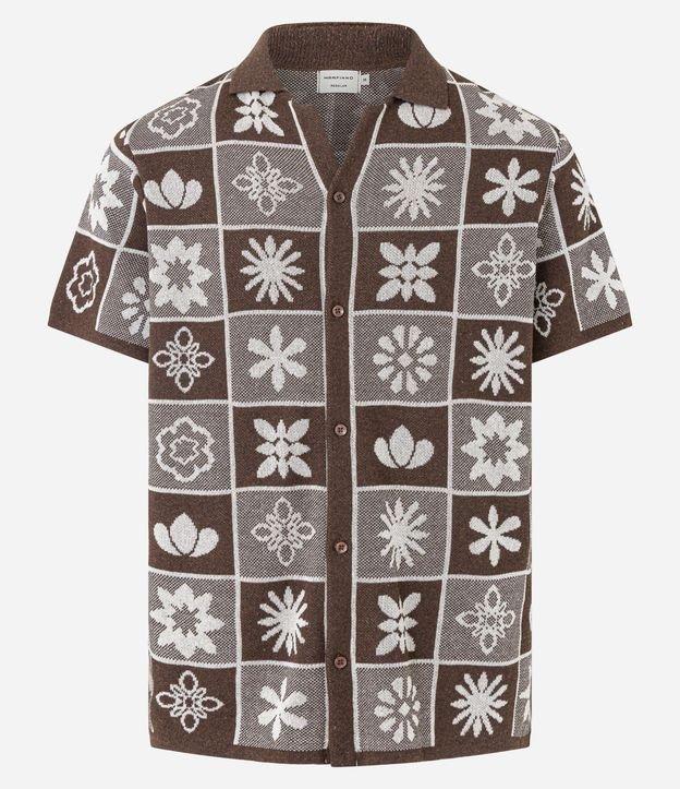 Camisa em Algodão com Estampa Quadriculada e Texturizada - 1