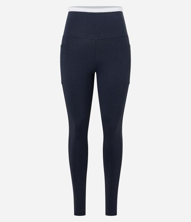 Calça Legging Esportiva em Microfibra com Cós Duplo e Bolsos - 1