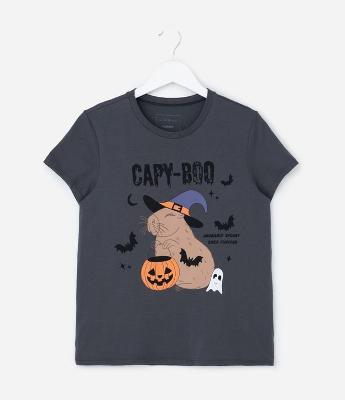 Camiseta Infantil com Estampa Capivara Capy-Boo - Tam 5 a 14 Anos