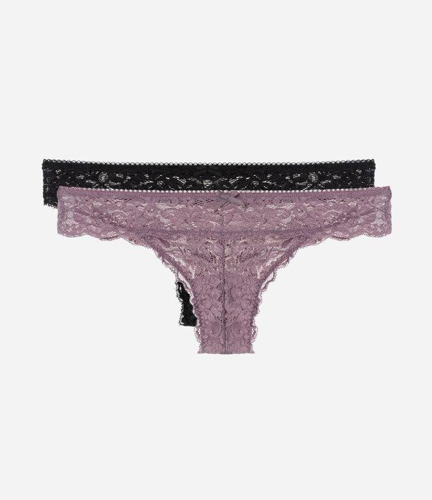 Kit 02 Calcinhas Biquíni Fio em Renda Floral - 1